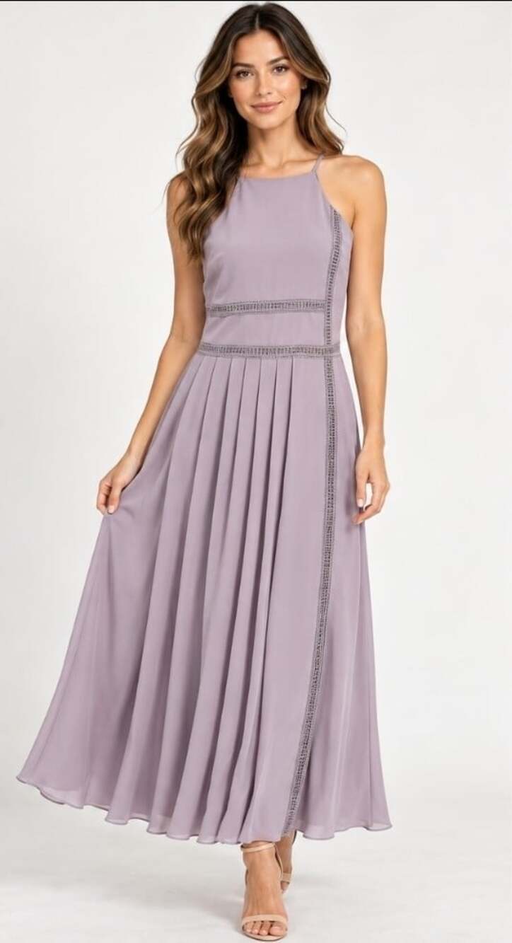 Ted Baker Camylie Lace Asymmetric Pleat Midi Dress NWT sz 2 lilac (US 6) T35